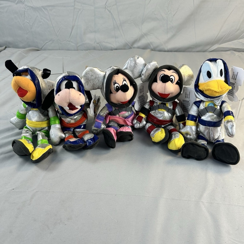 Disney Store Mouseketeers Astronaut Plush 8" Mickey Minnie Donald Goofy Pluto